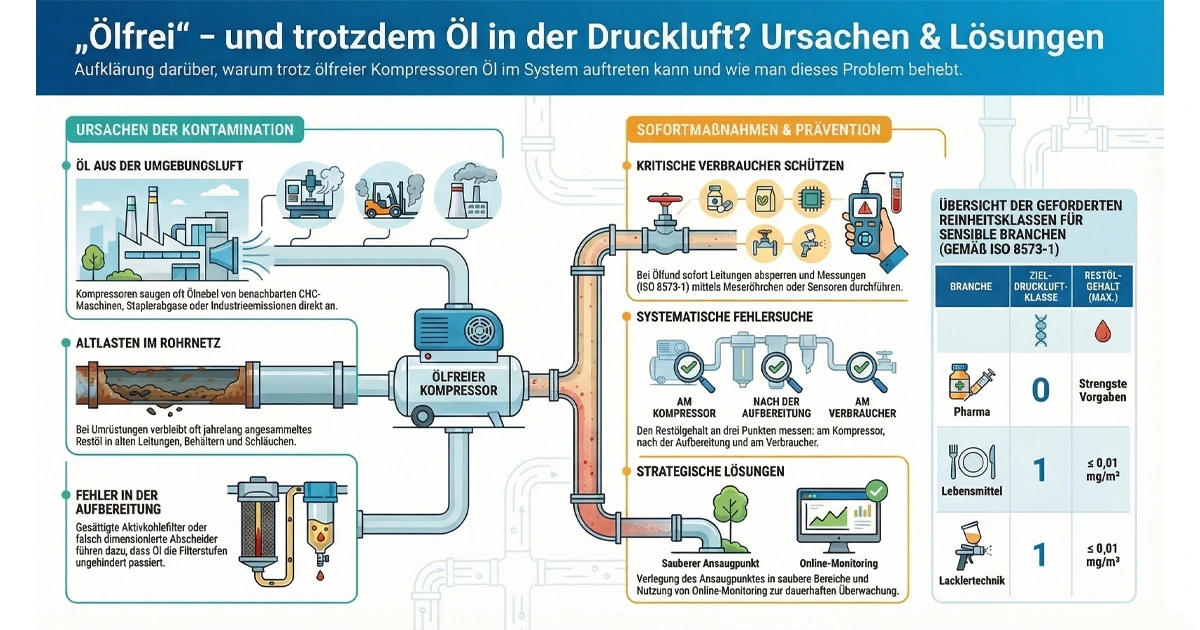 Ölfrei und trotzdem Öl in der Druckluft